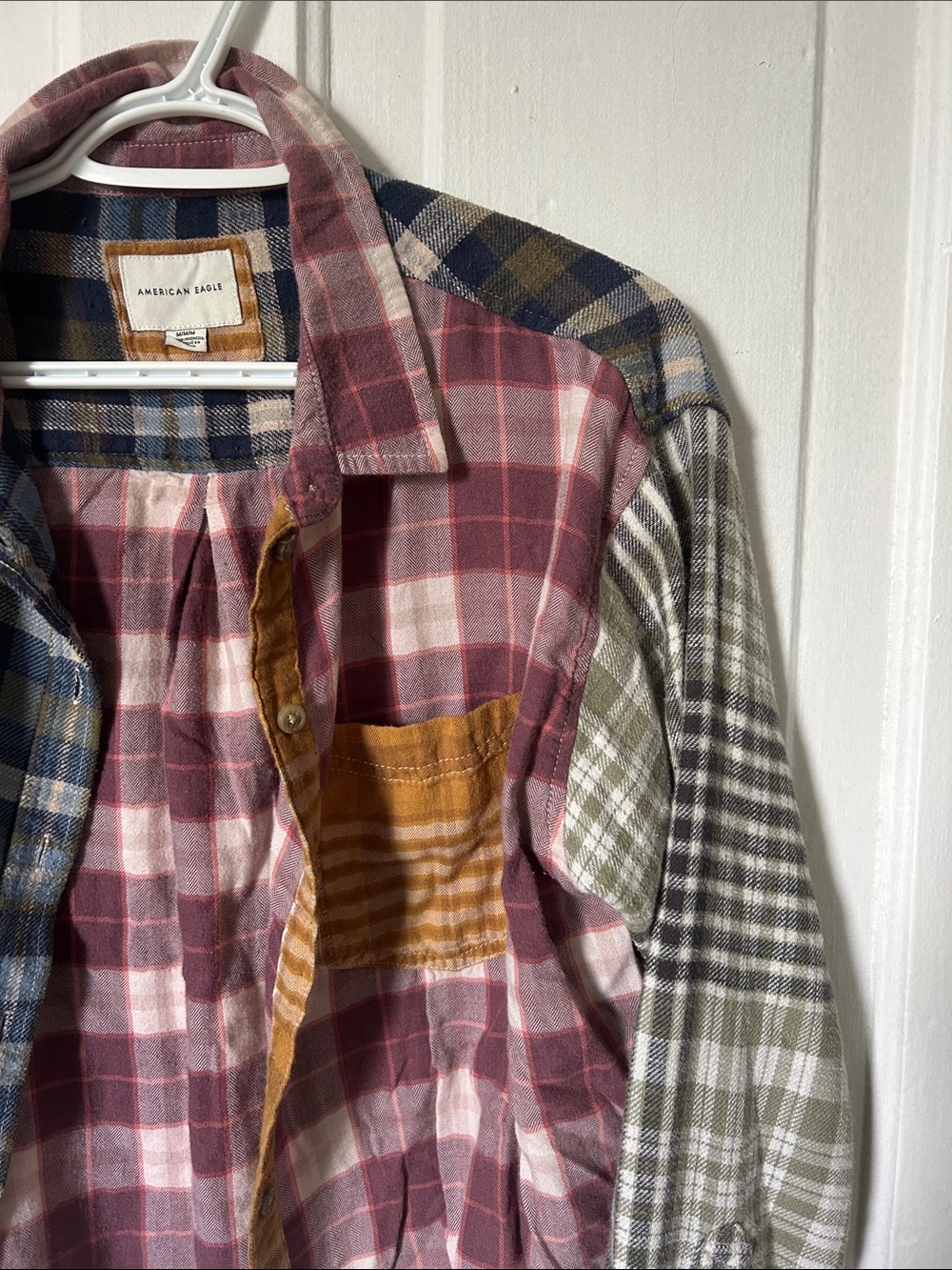American Eagle Outfitters Cozy Cabin Cropped Patchwork Plaid Flannel Shirt - Picture 4 of 5